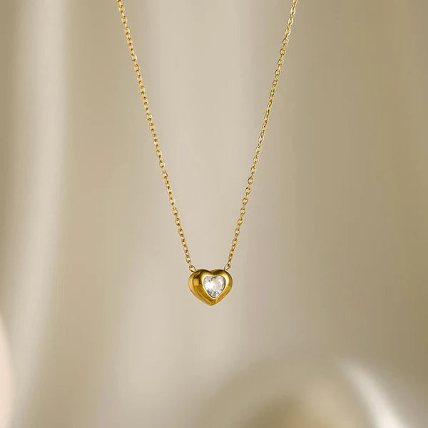 18k Gold Plated Blush Heart Necklace For Womens - Gift for Girls & Women | Waterproof & Anti-Tarnish Demifine Jewellery, Stylish and Trendy Necklace for Ladies || Rakhi Gift for Sister