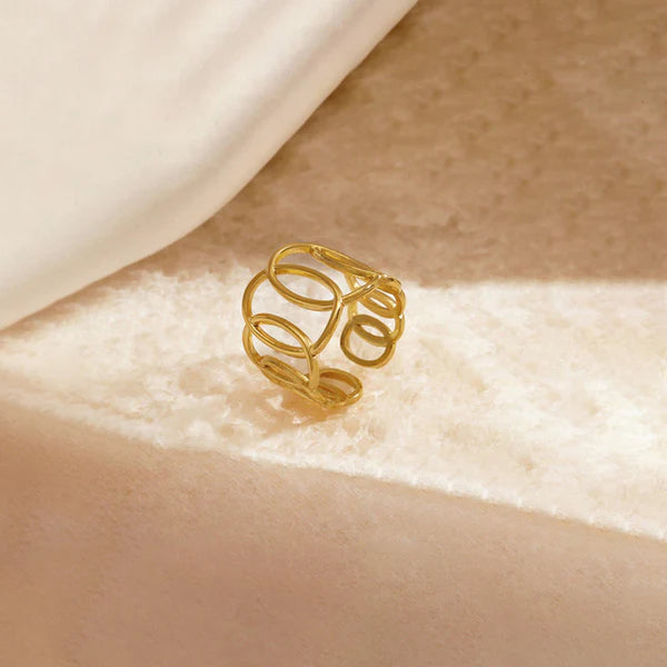 Gold-Plated Anti Tarnish Stainless Steel Endless Loops Adjustable Ring || Rakhi Gift for Sister