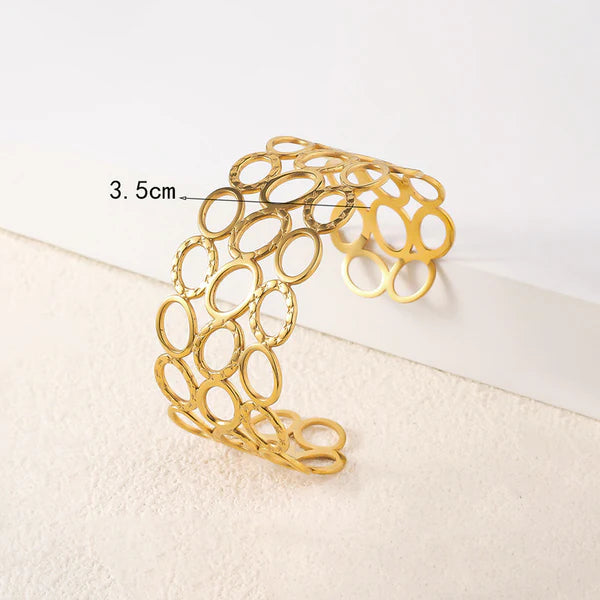 Stainless Steel Gold-Plated Cuff Bracelet || Contemporary Cuff Bracelet || Rakhi Gift for Sister