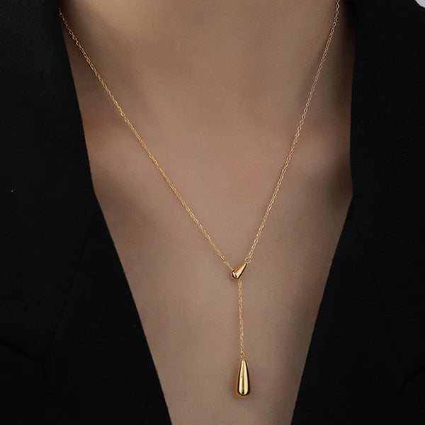El Regalo Water Drop Minimalist Stainless Steel Necklace - Anti Tarnish, Waterproof Elegant Drop Pendant Necklace for Women - Classy & Timeless Design for Any Occasion || Rakhi Gift for Sister
