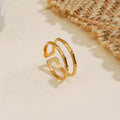 Parallel Adjustable Gold Ring for Women | Anti Tarnish Stainless Steel Double Band Ring | Minimal Modern Open Ring for Daily || Rakhi Gift for Sister