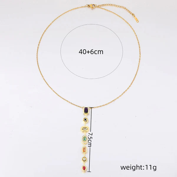 Anti tarnish 18k gold plated spectrum charm neckles chunky layered muticolour jewellery for women or girls wateproof || Rakhi Gift for Sister