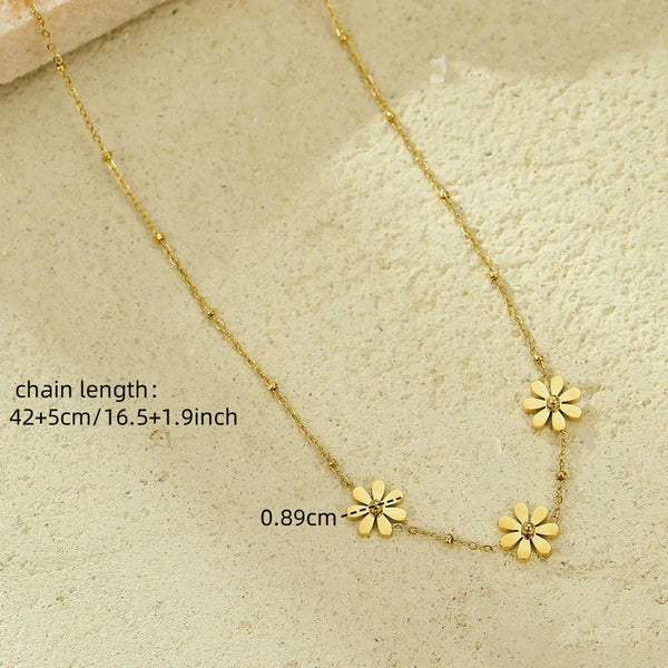 Daisy Flower Necklace || Anti tarnish || 18k gold pleated || Rakhi Gift for Sister