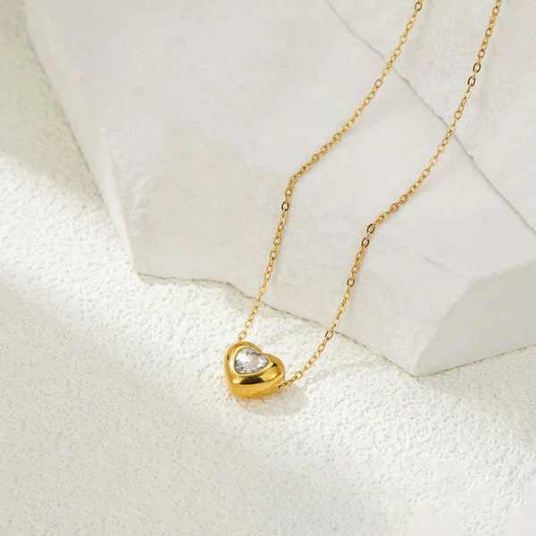 18k Gold Plated Blush Heart Necklace For Womens - Gift for Girls & Women | Waterproof & Anti-Tarnish Demifine Jewellery, Stylish and Trendy Necklace for Ladies || Rakhi Gift for Sister