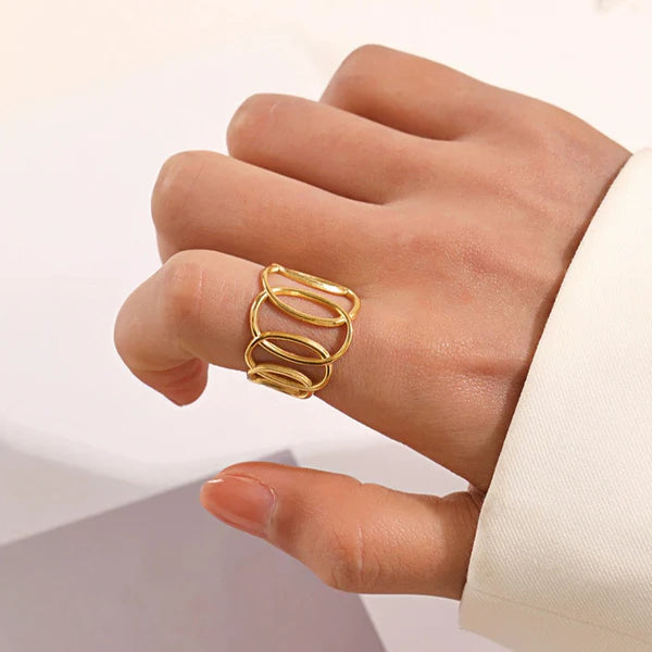 Gold-Plated Anti Tarnish Stainless Steel Endless Loops Adjustable Ring || Rakhi Gift for Sister