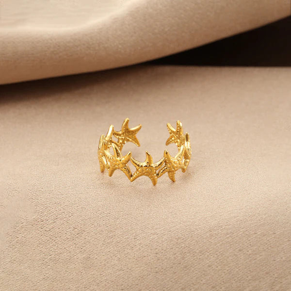 Antitarnish Stylish Starfish Open Ring 18K Gold Plated || Rakhi Gift for Sister