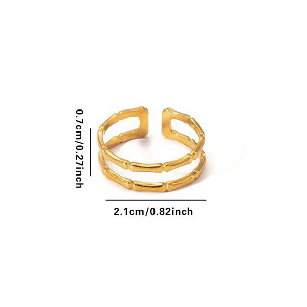 Parallel Adjustable Gold Ring for Women | Anti Tarnish Stainless Steel Double Band Ring | Minimal Modern Open Ring for Daily || Rakhi Gift for Sister