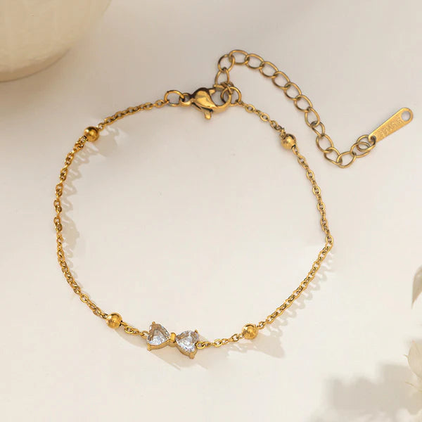 Gold-Plated Crystals Studded And Beaded Bow Wraparound Bracelet || Stainless Steel || Rakhi Gift for Sister