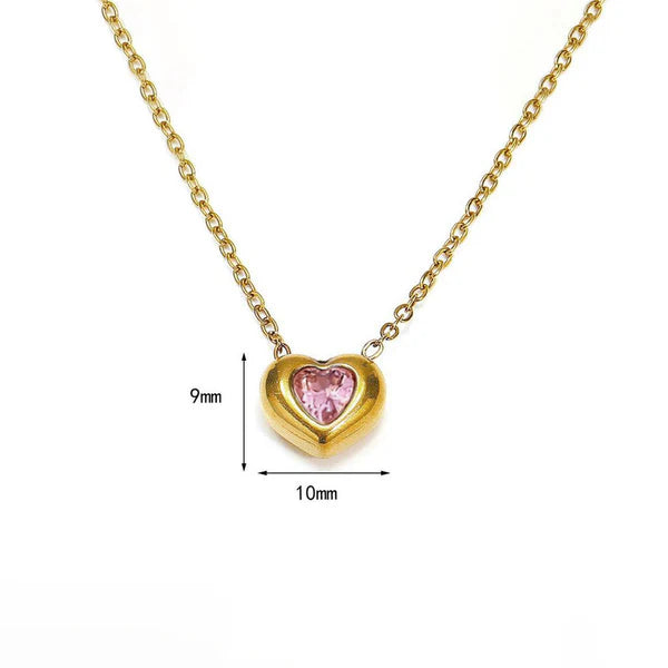 18k Gold Plated Blush Heart Necklace For Womens - Gift for Girls & Women | Waterproof & Anti-Tarnish Demifine Jewellery, Stylish and Trendy Necklace for Ladies || Rakhi Gift for Sister