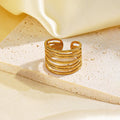 Multi-Layer Adjustable Statement Ring for womens & Girls, Gold-Tone Anti Tarnish, Textured Band Design, Open Cuff Style || Rakhi Gift for Sister