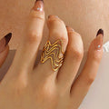 Gold Wave Ring | Multi-Wave Design, Gold Tone || Anti Tarnish || Rakhi Gift for Sister