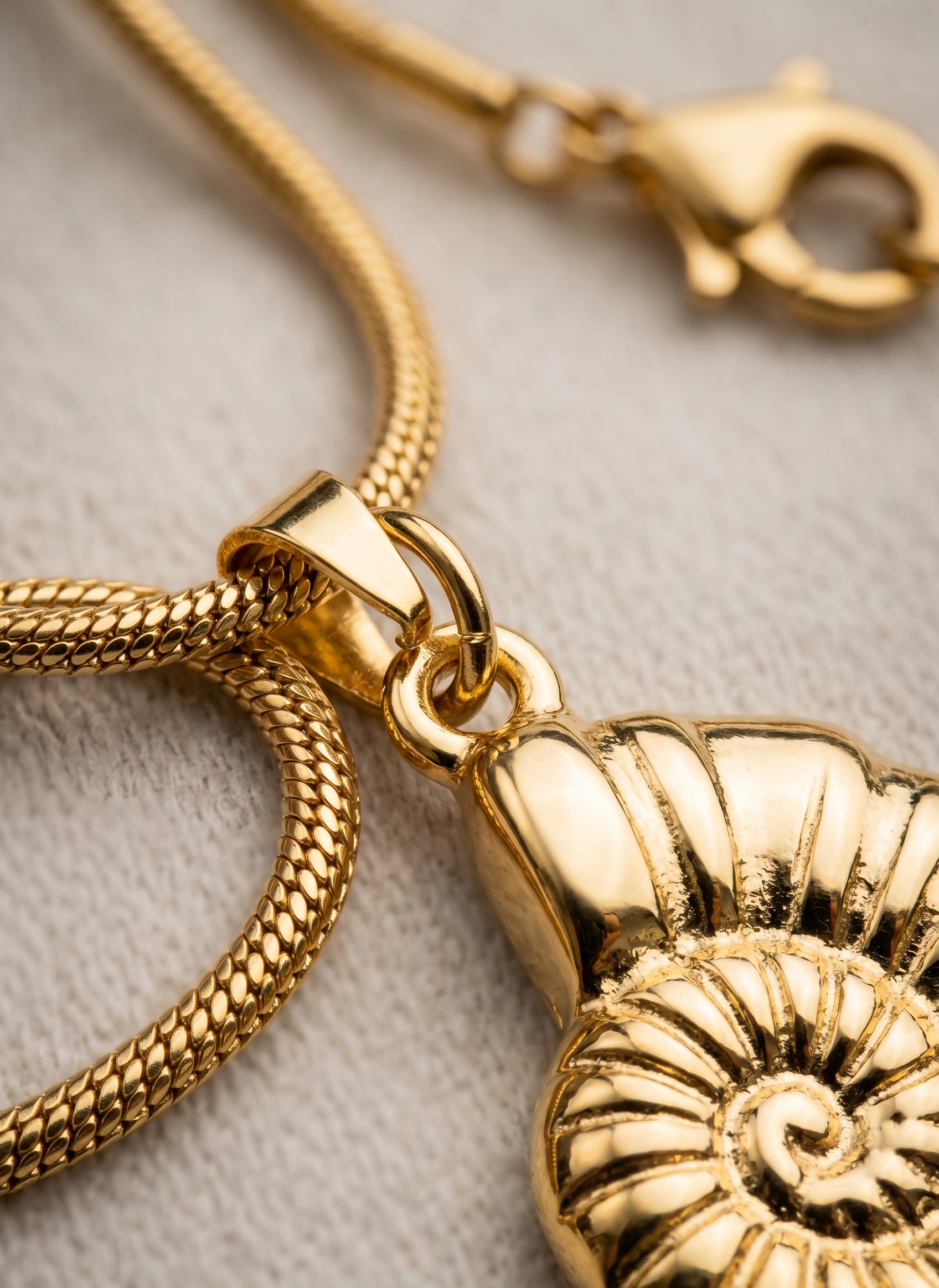 Golden Nautilus Spiral Anti-Tarnish Pendant Necklace
