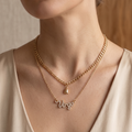 Double-Layered Anti-Tarnish Zodiac Necklace – Personalized Script Pendant Set