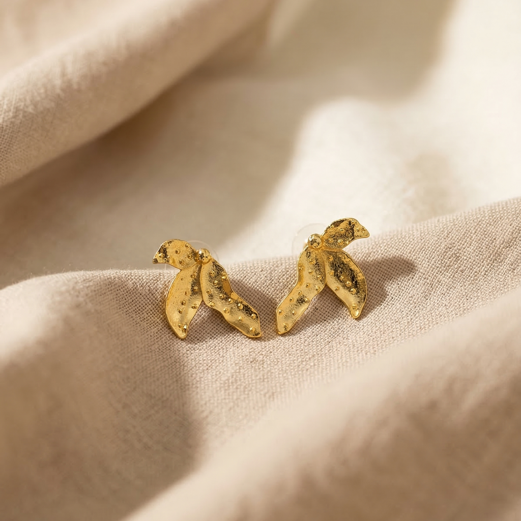 The Aura Sculptural Teardrop Studs – Handcrafted Solid Brass Statement Earrings