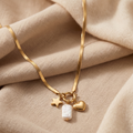Celestial Heart & Baroque Pearl Anti-Tarnish Snake Chain Necklace