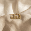 The Nova Embossed Star Hoops – 18K Gold Plated Stainless Steel Anti-Tarnish Earrings