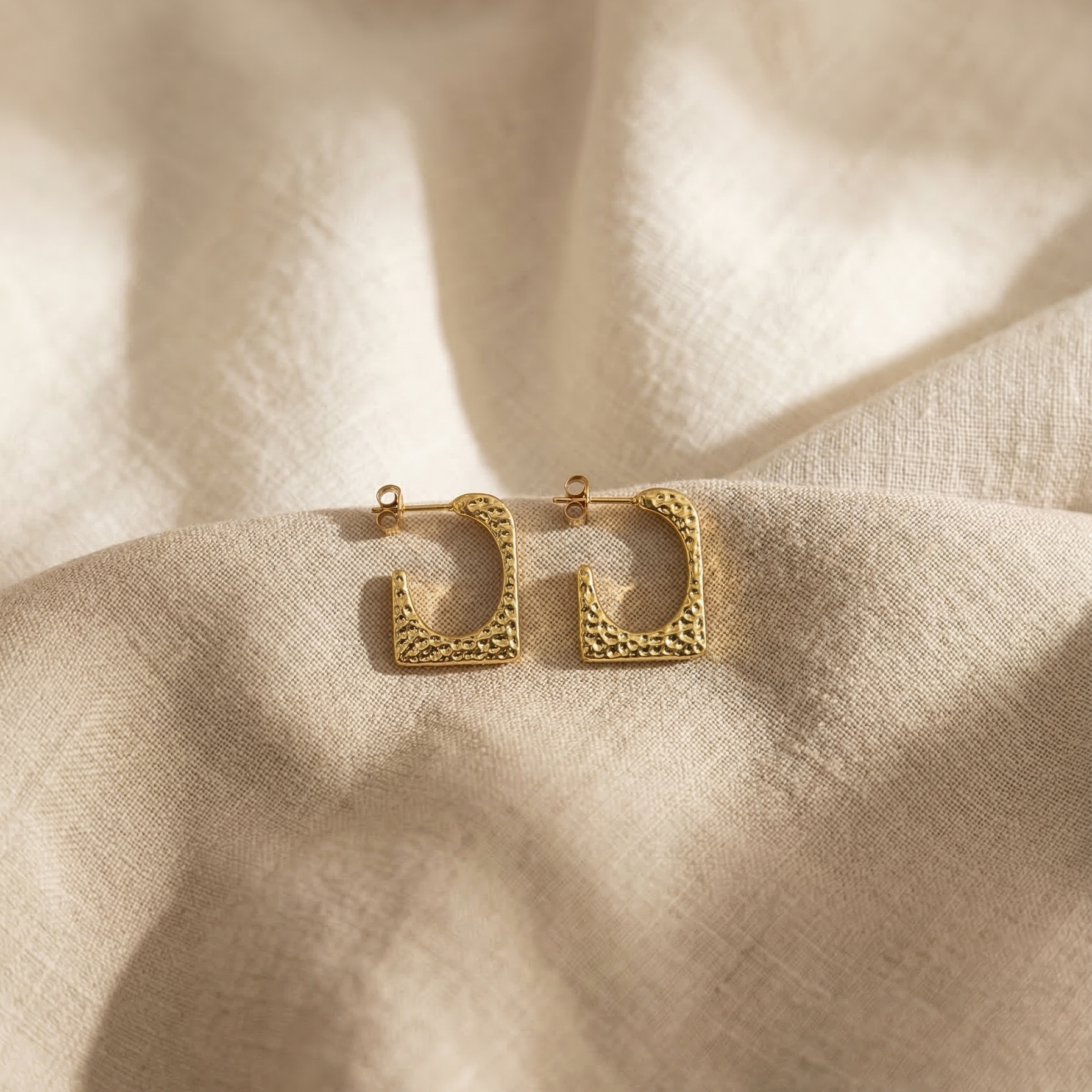 The Nova Embossed Star Hoops – 18K Gold Plated Stainless Steel Anti-Tarnish Earrings