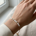 Moonlight Bead & Gold Chain Bracelet – 18K Gold Plated Dainty Jewelry