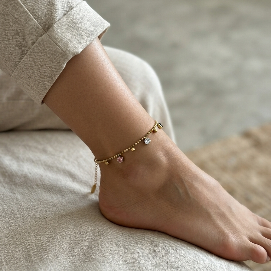 Luminous Glow Gold Charm Anklet || Rakhi Gift for Sister