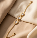 Luxe Geometric Crystal Chain Bracelet – Premium Gold-Plated Stainless Steel || Rakhi Gift for Sister