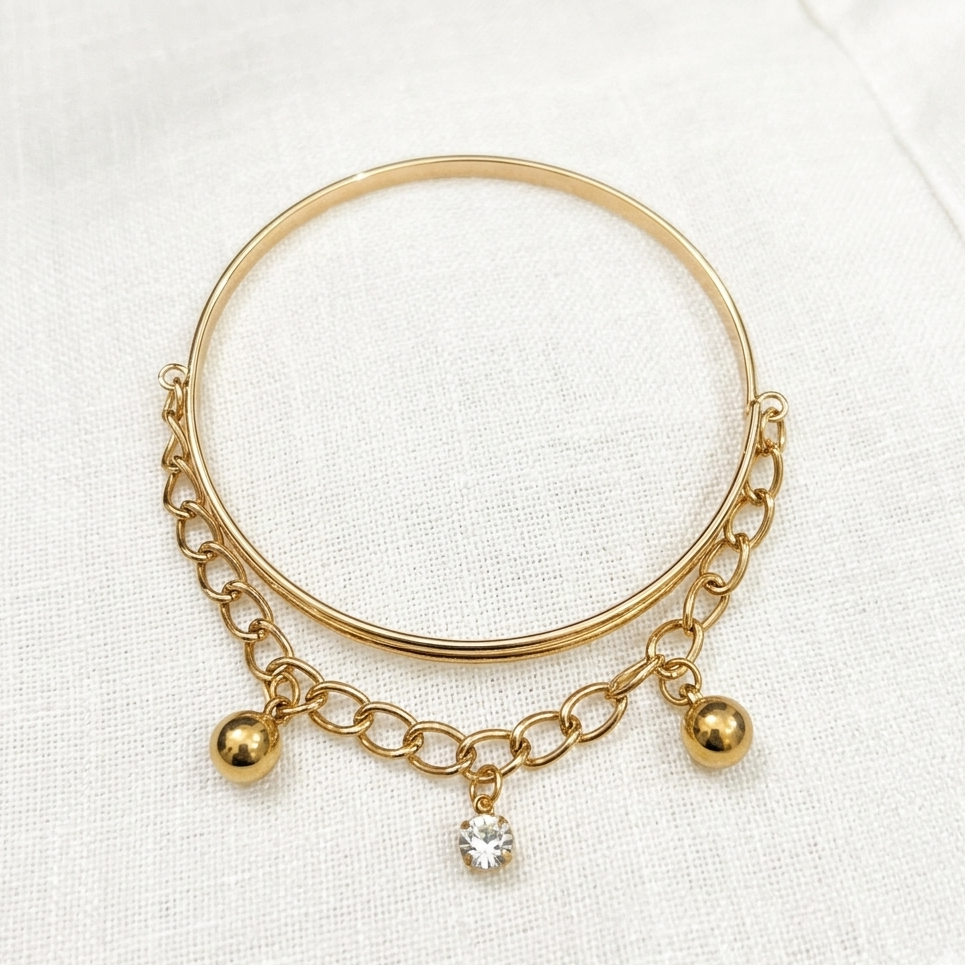 Draped Charm Fusion Bangle – Free Size