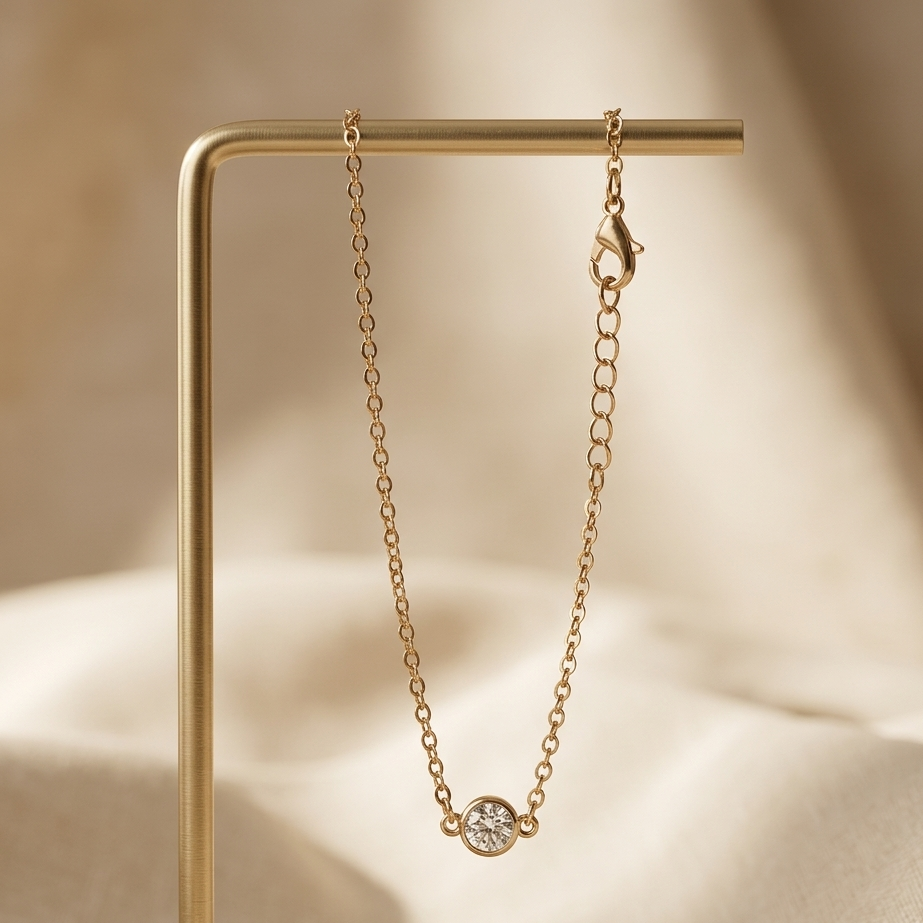 Minimalist Gold-Plated Solitaire Crystal Bracelet | Delicate Everyday Jewelry