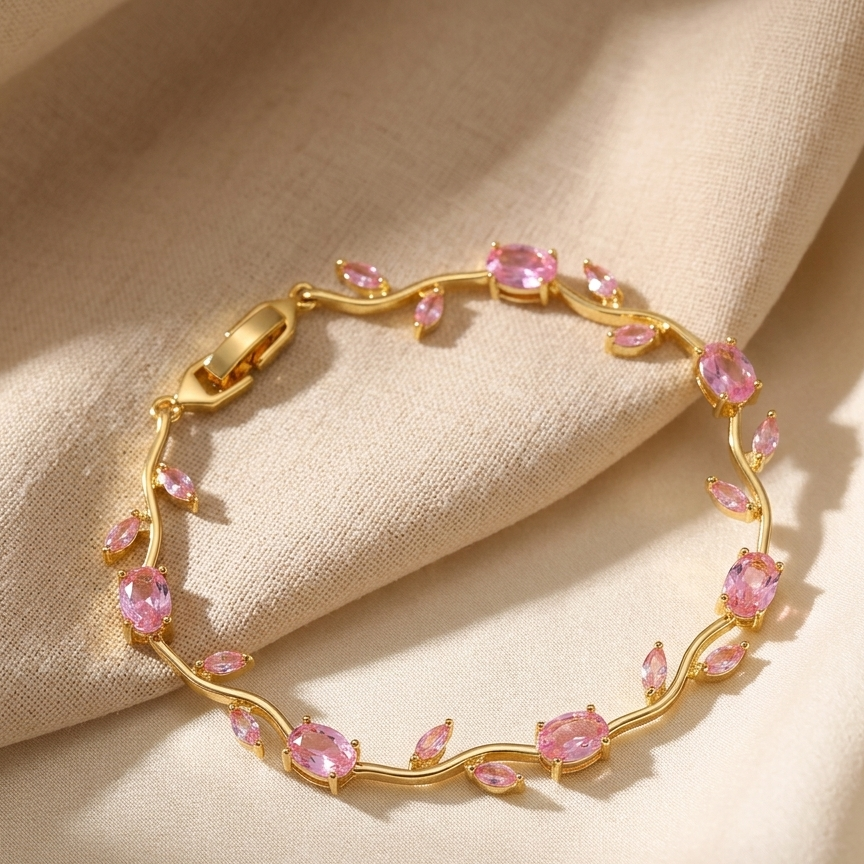 Trending Tulip Bracelet for Women & Girls | Stylish Crystal Floral Bracelet | Romantic Gift Jewellery Lobster Clasp || Rakhi Gift for Sister