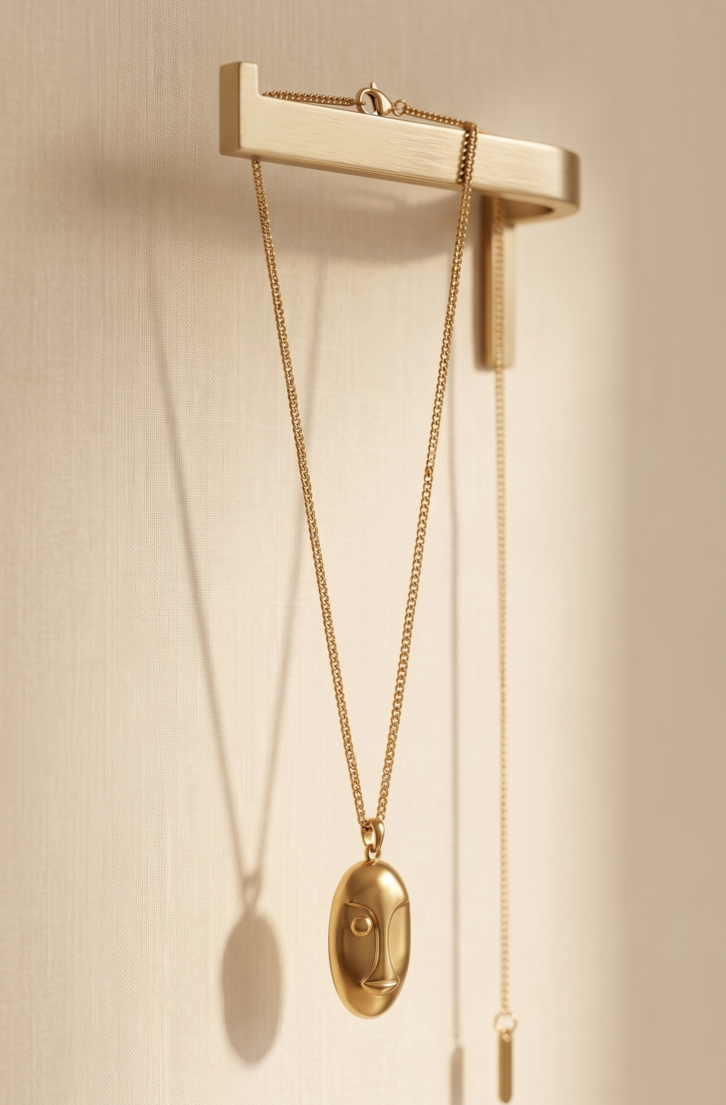 18K Gold Plated Ethereal Face Medallion Necklace – Anti-Tarnish Curb Chain