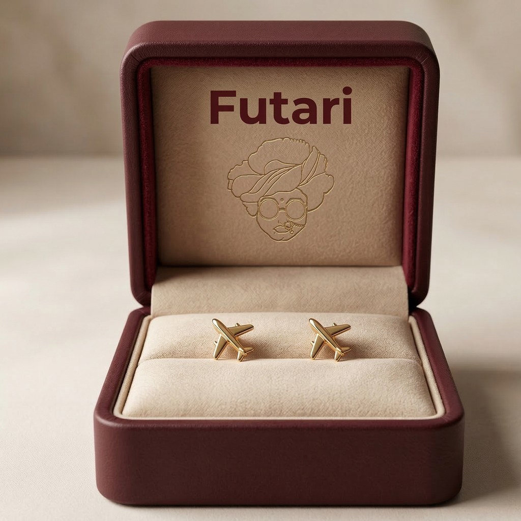 The Wanderlust Jet Studs – Champagne Gold Minimalist Airplane Earrings