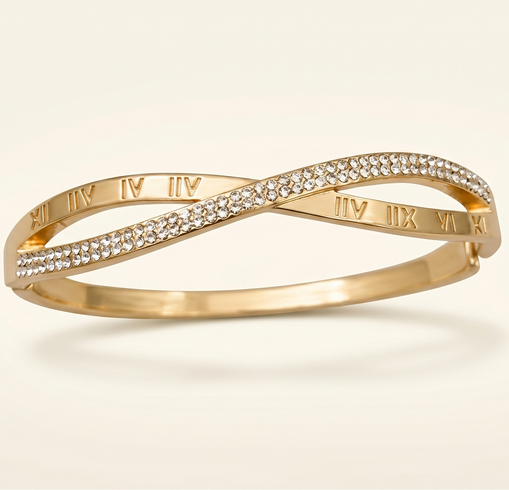 Eternity Roman Numeral Crossover Crystal Bangle