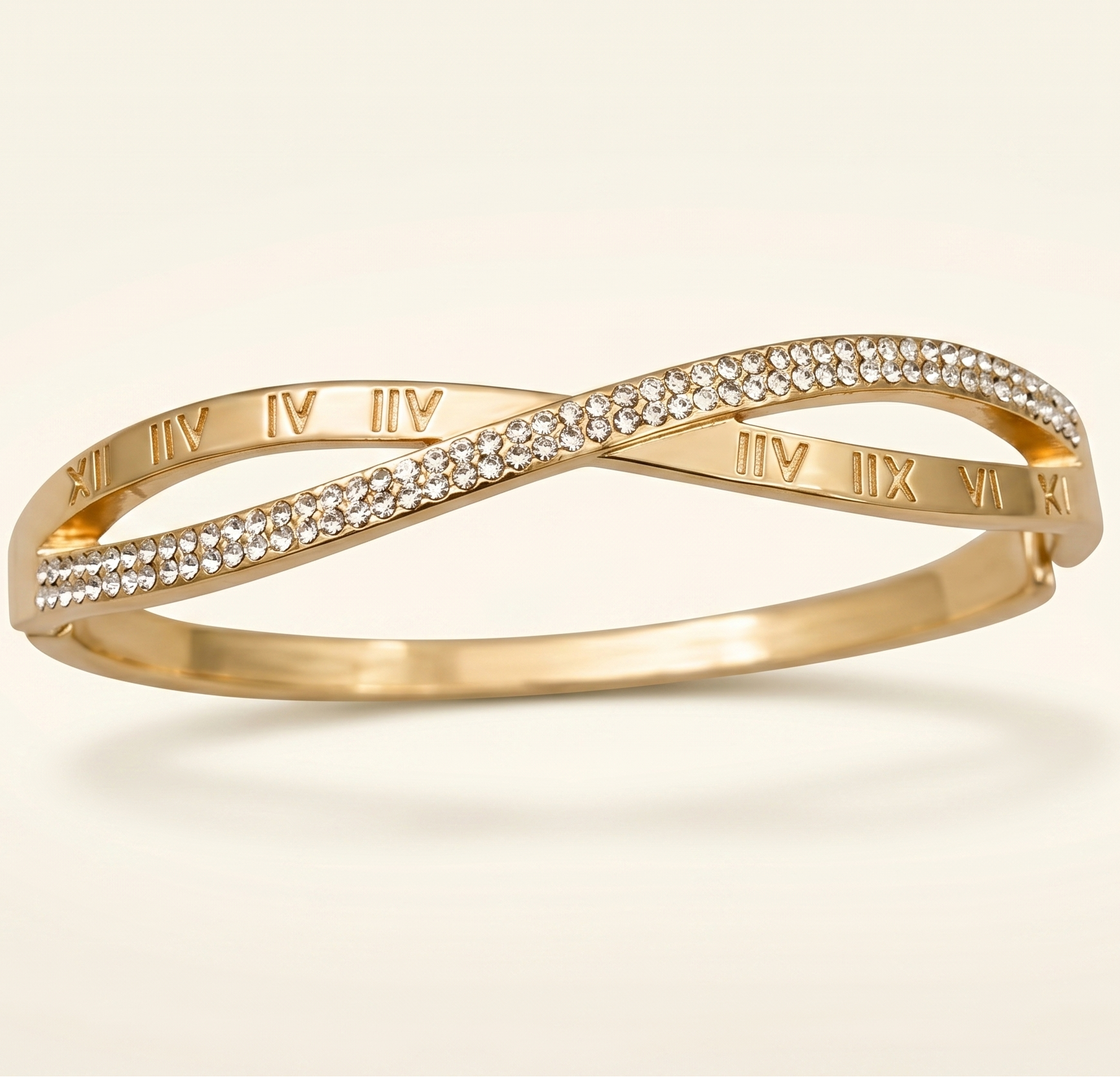Eternity Roman Numeral Crossover Crystal Bangle