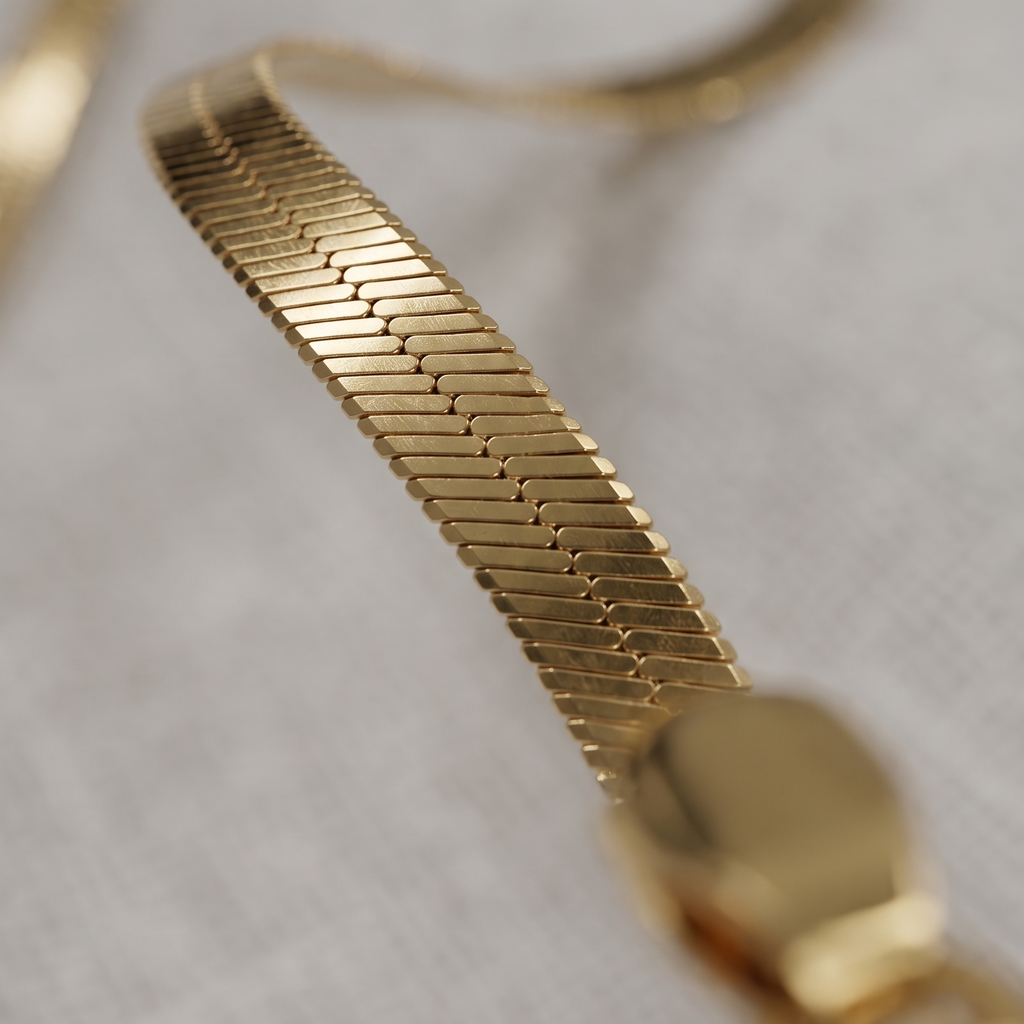 Signature Anti-Tarnish Herringbone Chain | 18K Gold Plated Waterproof Snake Chain Necklace