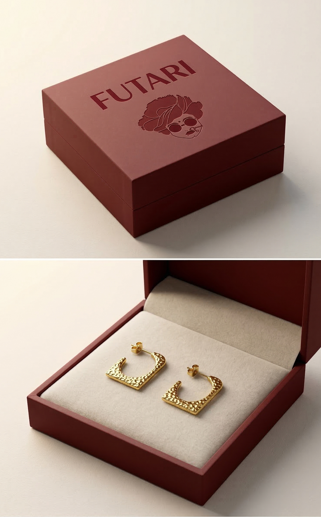 The Nova Embossed Star Hoops – 18K Gold Plated Stainless Steel Anti-Tarnish Earrings