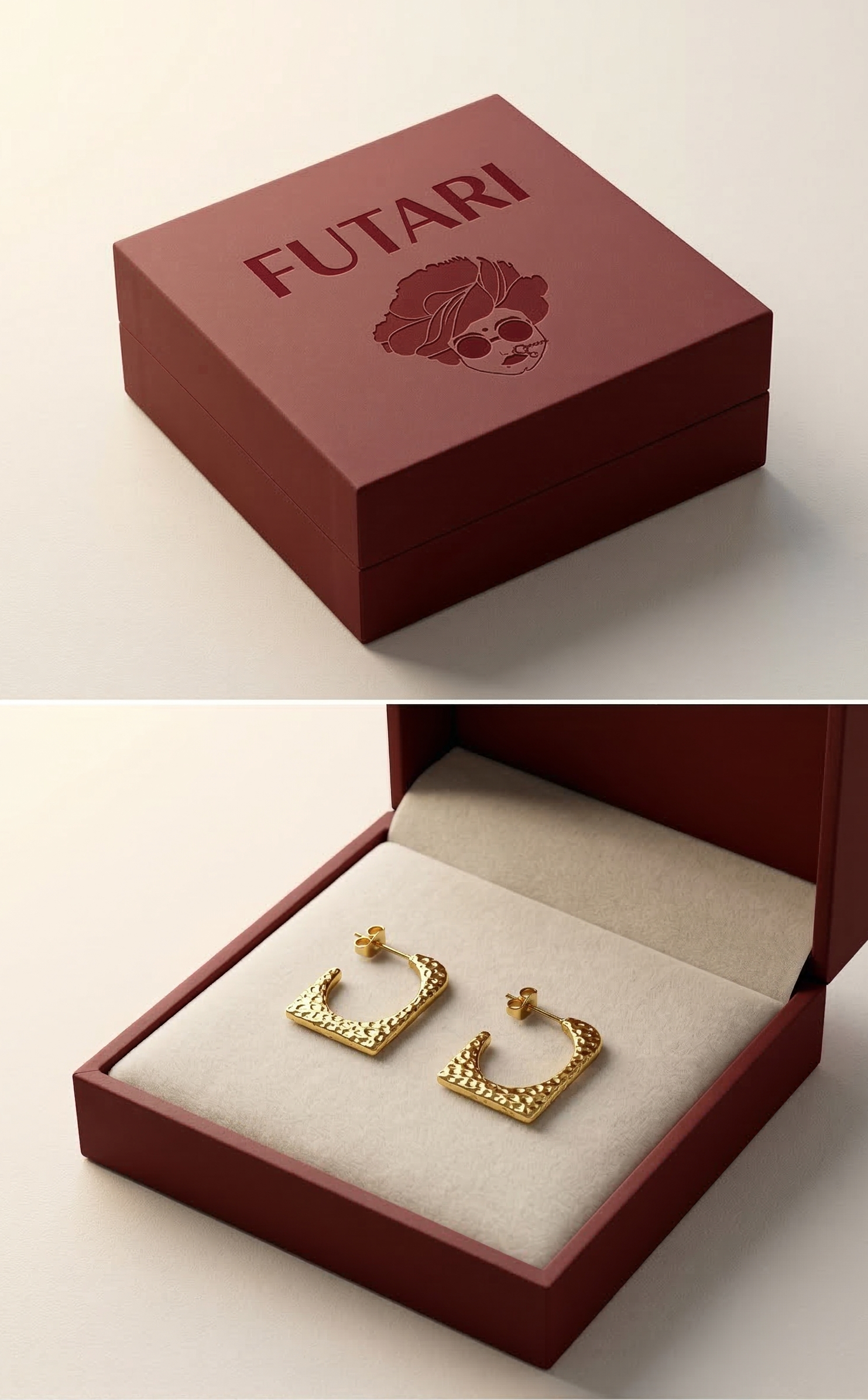 The Nova Embossed Star Hoops – 18K Gold Plated Stainless Steel Anti-Tarnish Earrings