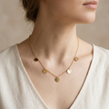 Gold Multi-Disc Shaker Choker Necklace - 14k Gold Plated Dainty Coin Drop Layering Chain