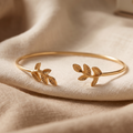 Golden Olive Branch Cuff Bracelet – Nature-Inspired Minimalist Bangle