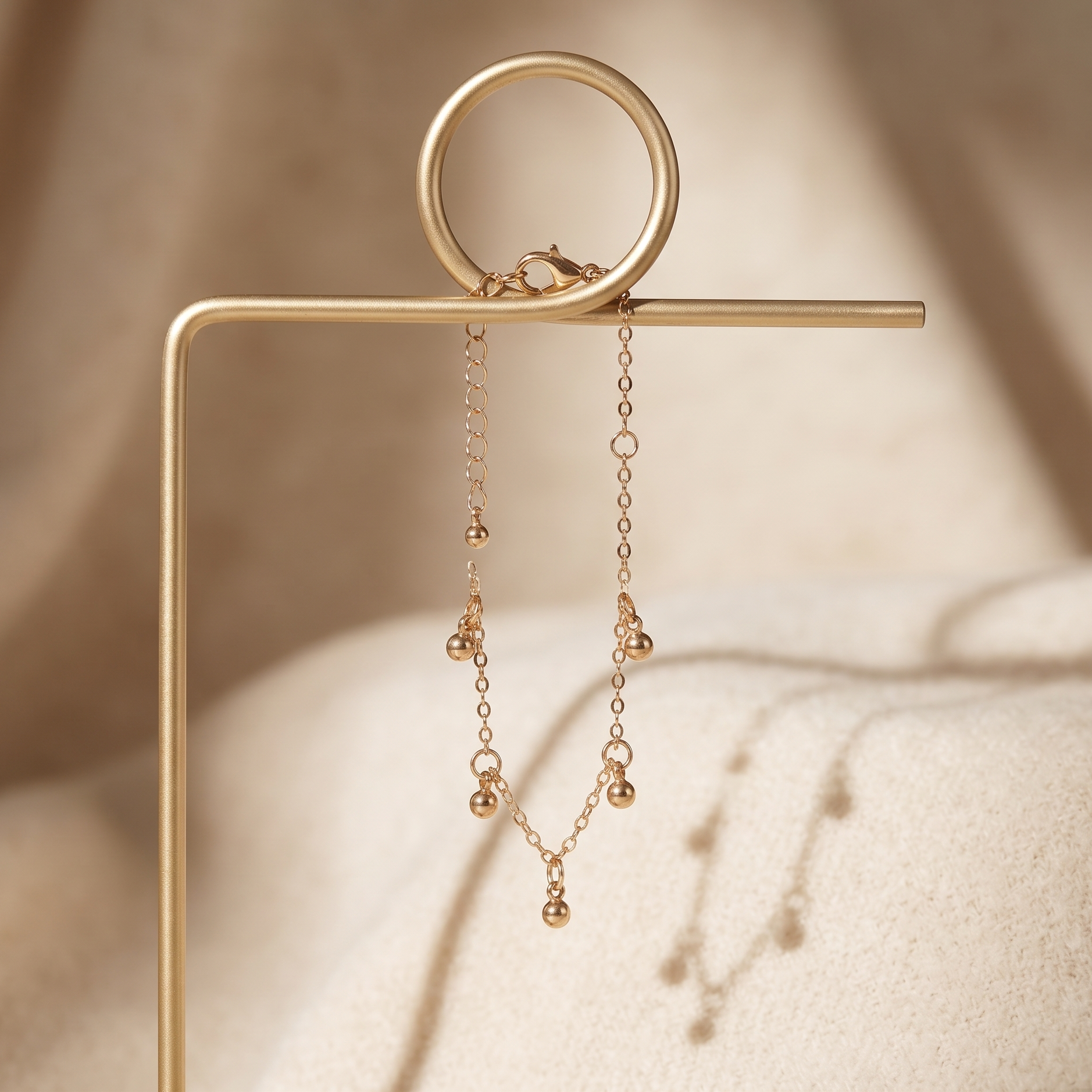 Dainty Beaded Drop Chain Bracelet – 18K Gold Plated Anti-Tarnish Jewelry