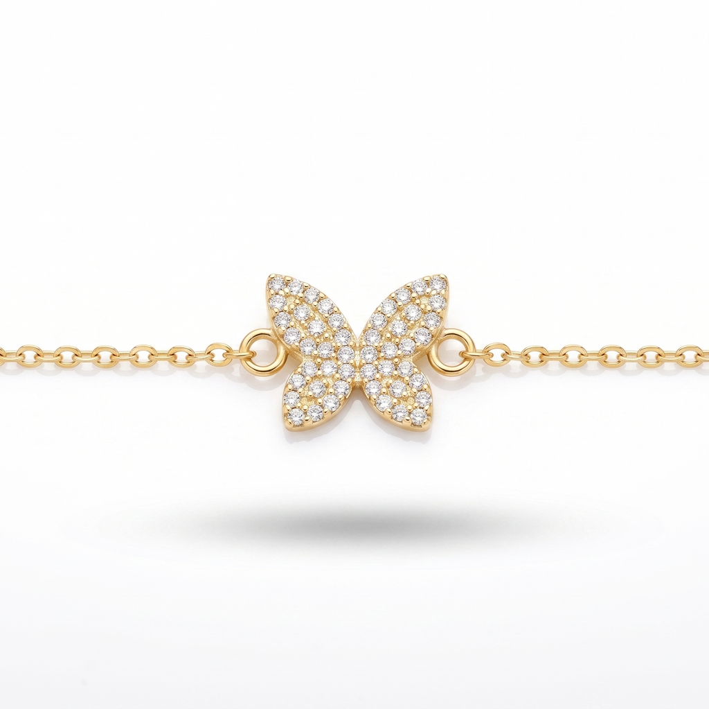 Whimsical Butterfly Charm Bracelet – 18K Gold Plated Chain
