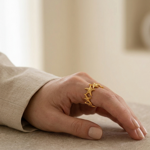 Antitarnish Stylish Starfish Open Ring 18K Gold Plated || Rakhi Gift for Sister