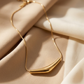 Serene Arc Sculptural Anti-Tarnish Slider Necklace