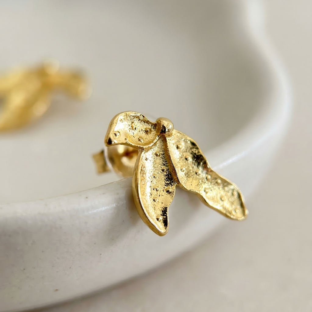 The Aura Sculptural Teardrop Studs – Handcrafted Solid Brass Statement Earrings