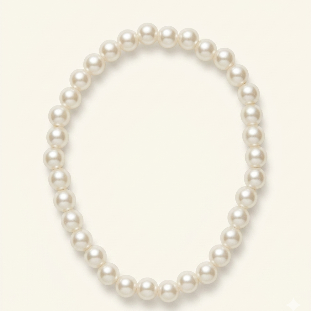 Pearl necklace on a light beige background