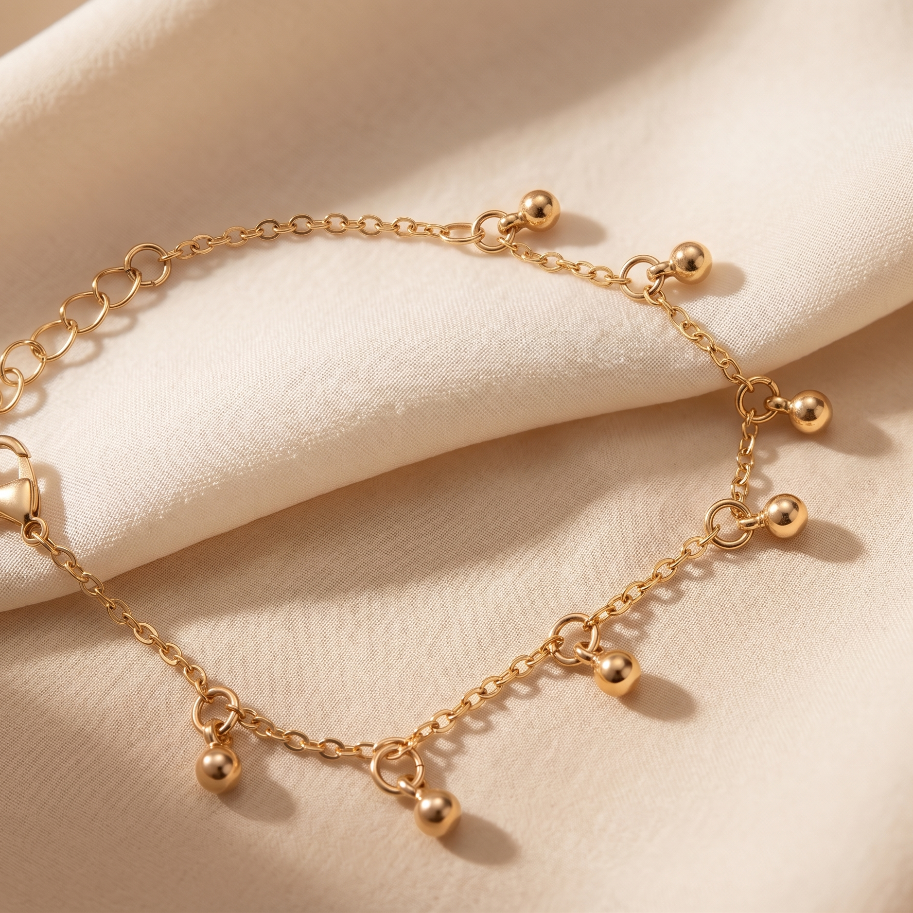 Dainty Beaded Drop Chain Bracelet – 18K Gold Plated Anti-Tarnish Jewelry