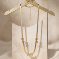 Golden Bow Trio Anti-Tarnish Necklace | 18K Gold Plated Coquette Herringbone Chain