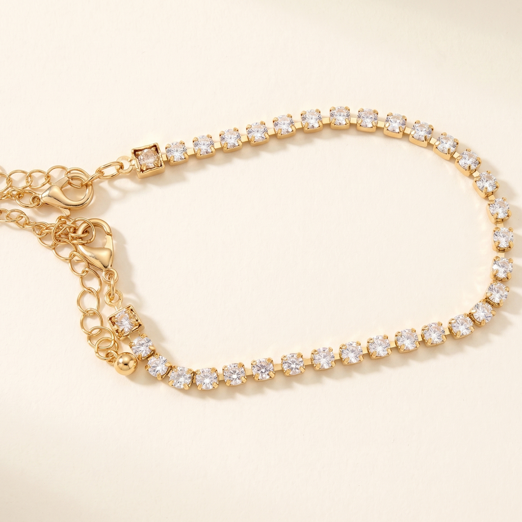 Dainty Sparkle Tennis Bracelet – 18K Gold Plated Anti-Tarnish Zirconia Chain