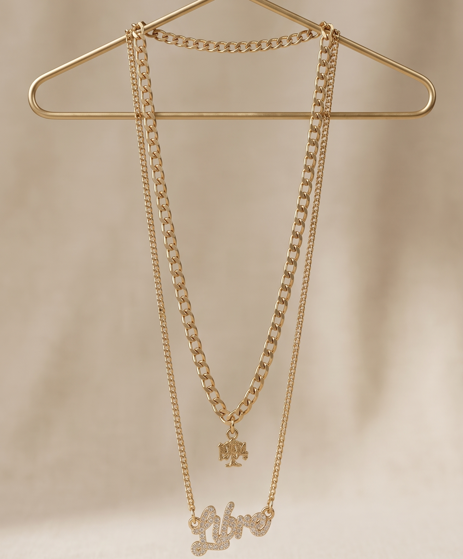 Double-Layered Anti-Tarnish Zodiac Necklace – Personalized Script Pendant Set