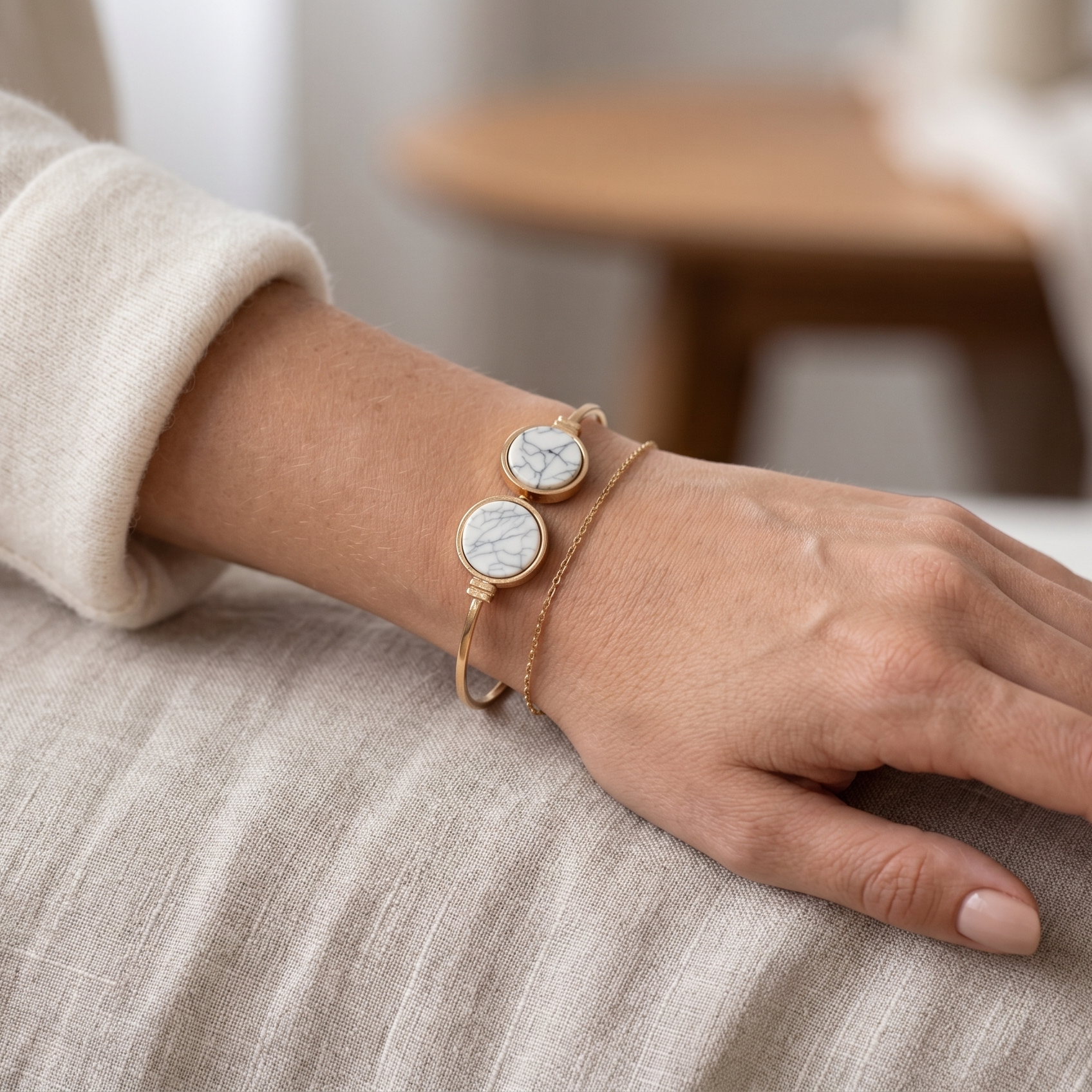 Luna Marble Duo Open Cuff Bangle