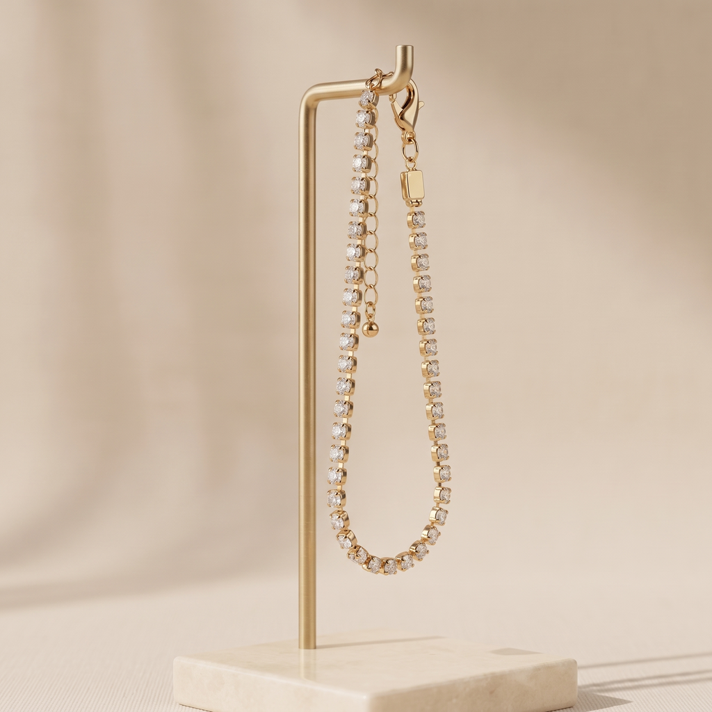 Dainty Sparkle Tennis Bracelet – 18K Gold Plated Anti-Tarnish Zirconia Chain
