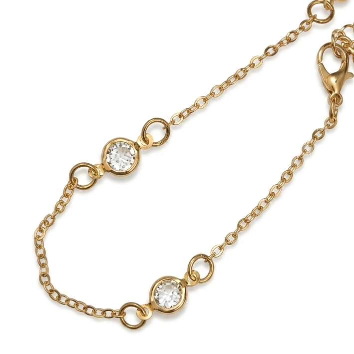 Triple Solitaire Crystal Station Bracelet | 18K Gold Plated Minimalist Jewelry