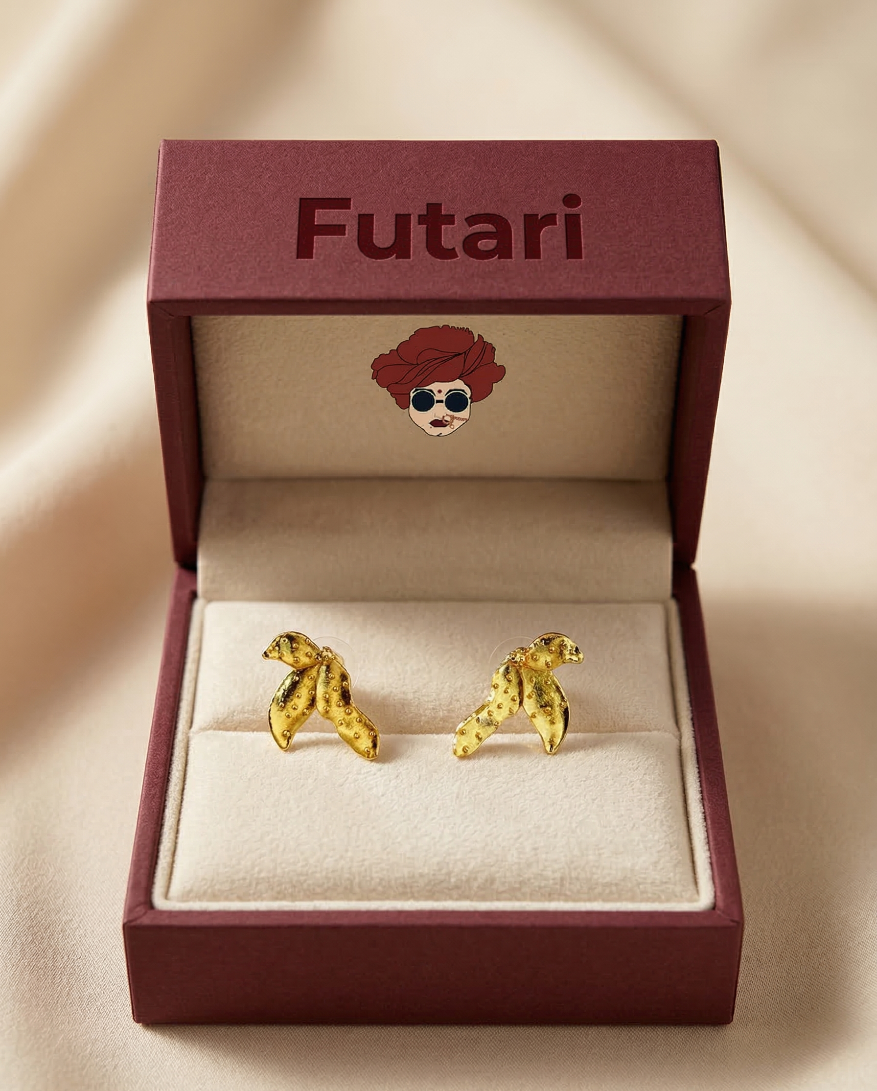 The Aura Sculptural Teardrop Studs – Handcrafted Solid Brass Statement Earrings